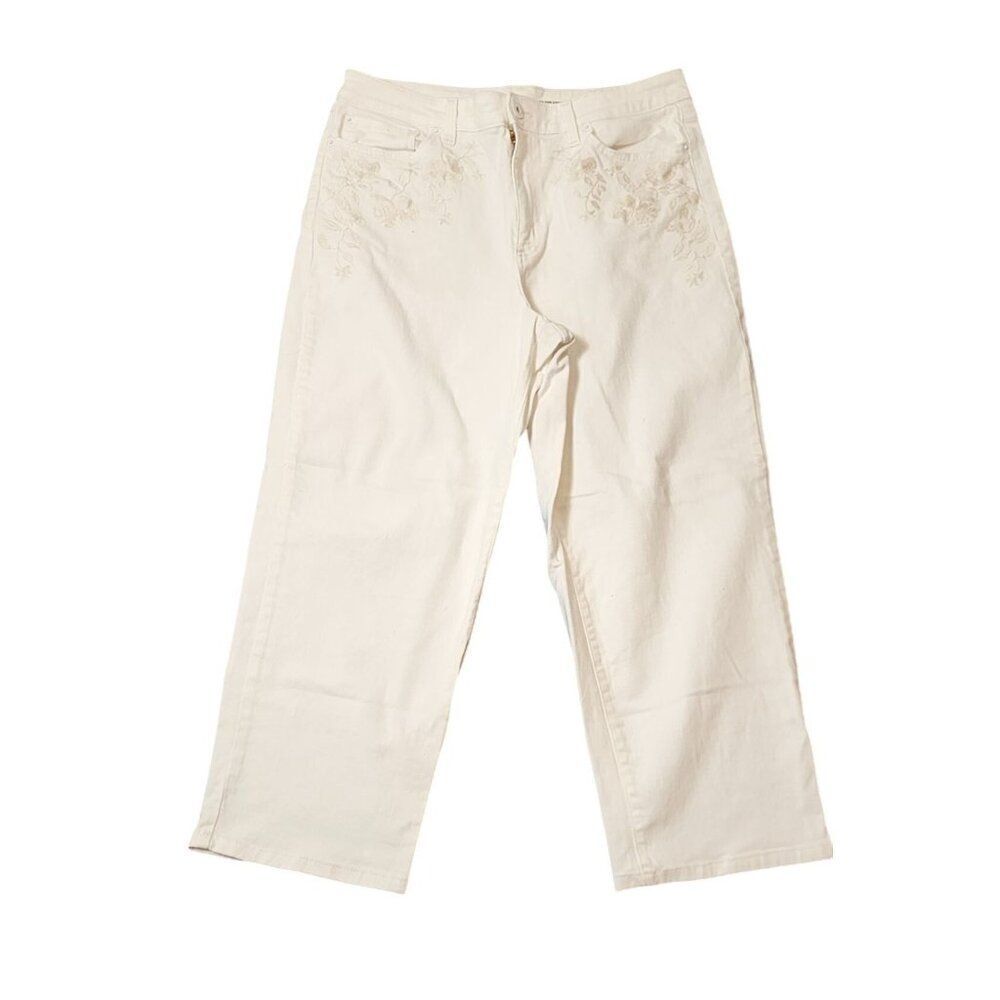 I.N.C International Concepts High Rise Denim White Embroidered Size 14 Jeans